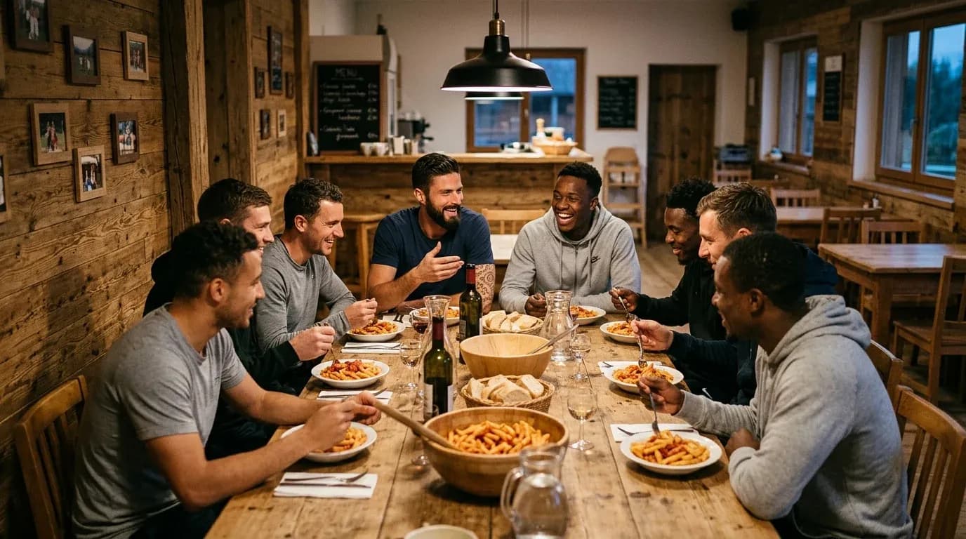 Gemeinsames Abendessen in der Kantine