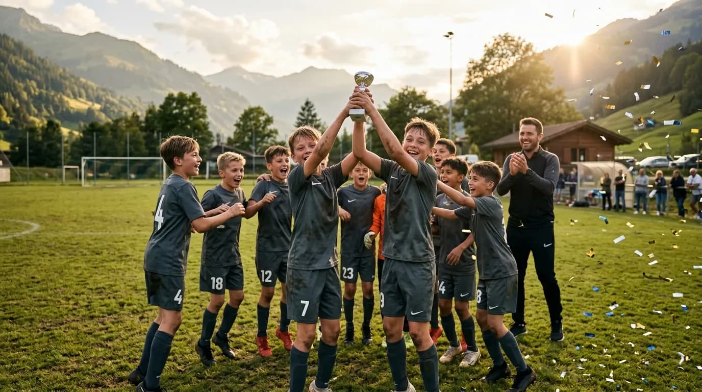 Kinder-Fussballschuhe am Spielfeldrand
